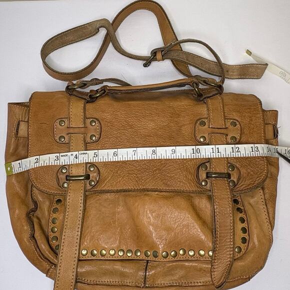Patricia Nash Leather Studded Messenger Shoulder Bag Camel - Picture 11 of 16
